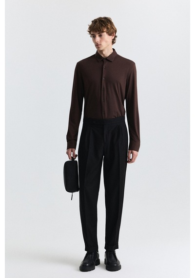 Antioch Tapered Fit Çift Pileli Pantolon Siyah