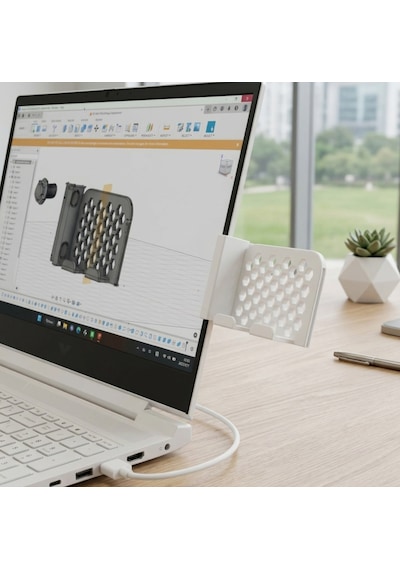 Monitör & Laptop Yan Telefon Tutucu Aparat Yan Montajlı Universal Telefon Standı
