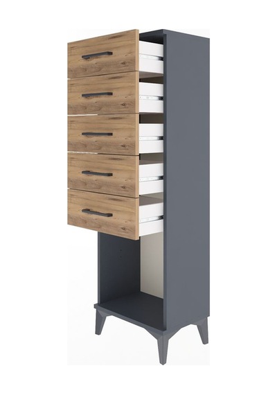 Arges Dolap 5 Çekmeceli 44x30x134 Antrasit-çam Antrasit