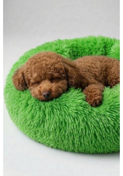 United Colors Of Benetton Bntmkt-0012-2-gr Uzun Kürklü Donut Kedi&köpek Yatağı Yeşil 55 Cm