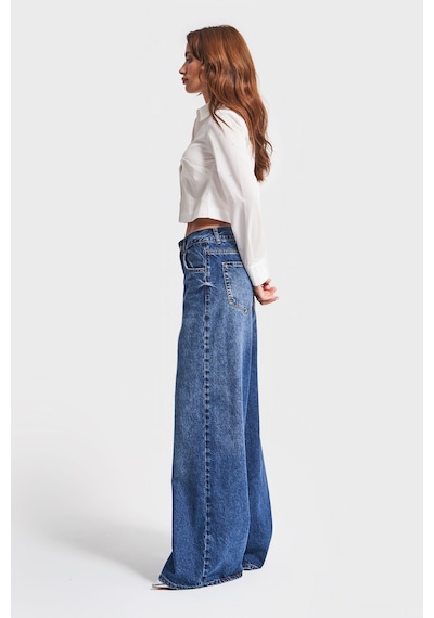 Itsbasic Kadın Koyu Mavi Renk Hera 17w45 Palazzo Fit Bol Kesim Denim Jean