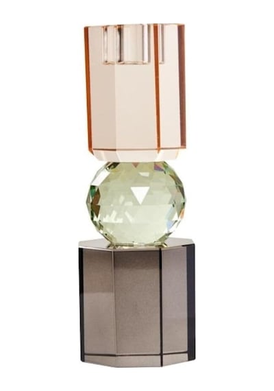 Kristal Mum Tutucu, Şeftali/nane/füme Gri, 7,5x6 Cm Çok Renkli