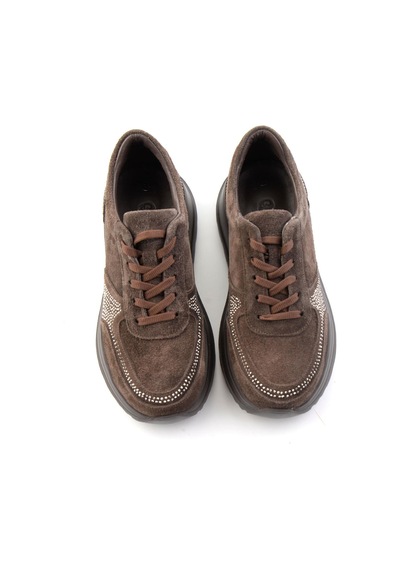 Bambi Kahve Süet Hakiki Deri Kadın Sneaker K01753051402