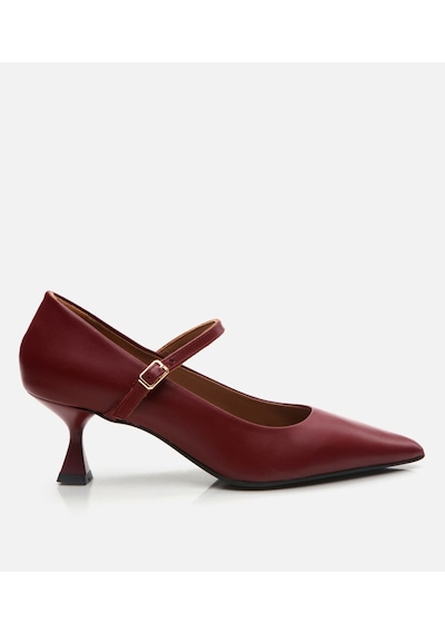Hotiç Kadın Deri Mary Jane Bordo Stiletto