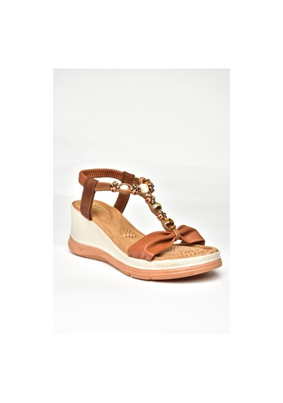 Fox Shoes U258924409 Taba Dolgu Tabanlı Kadın Sandalet Taba