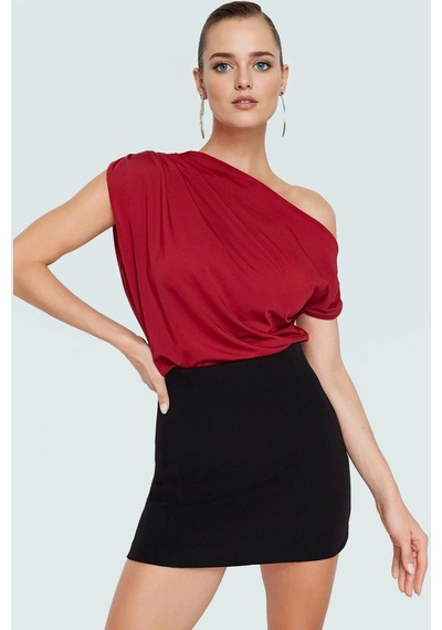 Frm Regular Kalıp Polyester Bluz Yazlık Şıklık Seçkin Malzeme Bordo