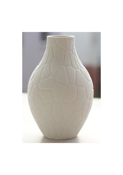 Modern Dekoratif Şık Vazo 20 Cm Beyaz Beyaz