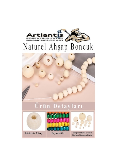 Naturel Ahşap Boncuk 6mm 50 Li 1 Paket Ham Boyanabilir Ahşap Yuvarlak Doğal Boncuklar Takı Tasarım Ektinlik Kreş Okul