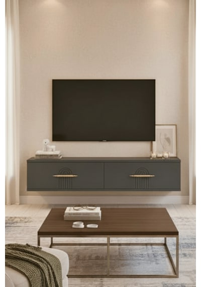 Tda1215a - İda120 Duvara Montaj Tv Stand, Tv Rafı, Tv Sehpası Antrasit 120cm