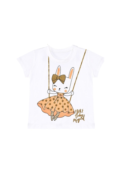 Denokids Mutlu Tavşan Kız Çocuk T-shirt Simli Şort Takım Çok Renkli