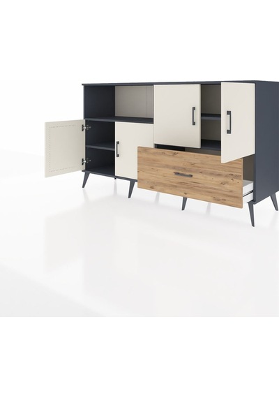 Hyperion Konsol 4 Raflı Tek Çekmeceli 4 Kapaklı 176x44x99 Antrasi Antrasit-aytaşı/çam Hyperion Konsol 4 Raflı Tek Çekmeceli 4 Kapaklı 176x44x99 Antrasi Antrasit-aytaşı/çam