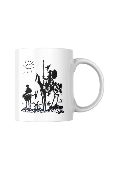 Don Kişot Kupa Bardak Coffee Mug Beyaz Kulplu Seramik Kupa Beyaz - Çok Renkli
