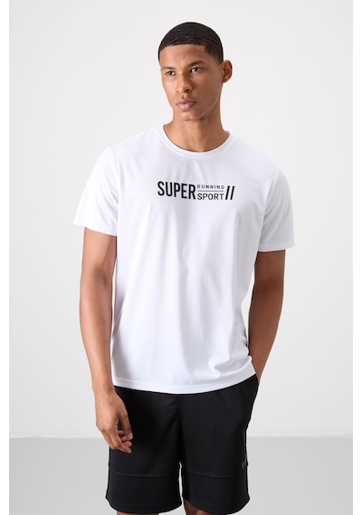Tommy Life Beyaz Polyester Nefes Alan Dokulu İnce Esnek Standart Fit Erkek Performans T-shirt - 88385 Beyaz