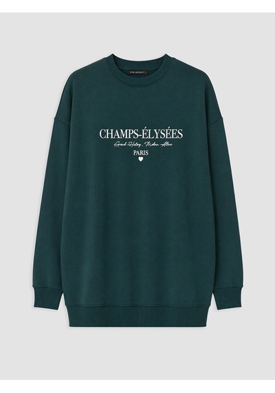 Lcw Modest Yeşil Baskılı Kadın Kalın Sweatshirt Tunik