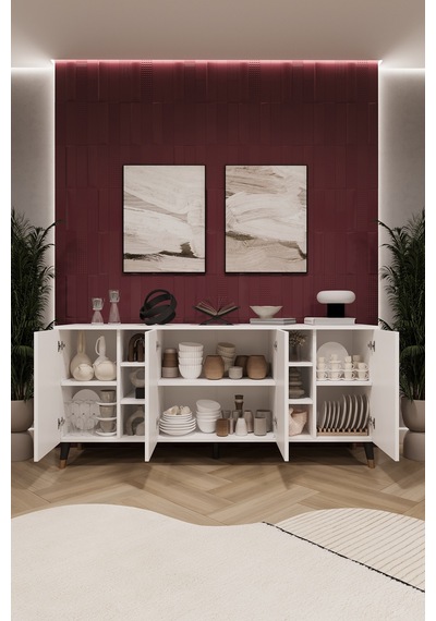 Asra Trend Lüks Konsol Tv Ünitesi %100 Mdf Salon Ve Yemek Odası Ünitesi Knsl05 Beyaz