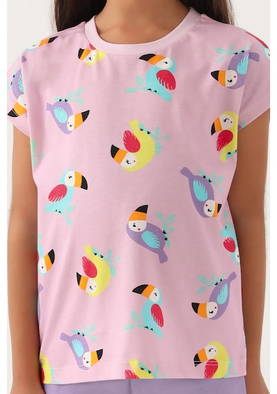 Rolypoly Owl Mor Kız Çocuk Kapri Takım 5274-42947 Pembe