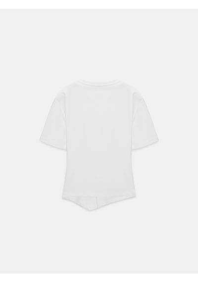 Dilvin 32445 Aksesuar Detaylı Basic T-shirt-beyaz Beyaz