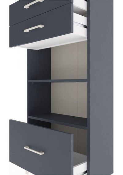 Arges Dolap 2 Raflı 3 Çekmeceli 60x30x134 Antrasit-antrasit Antrasit