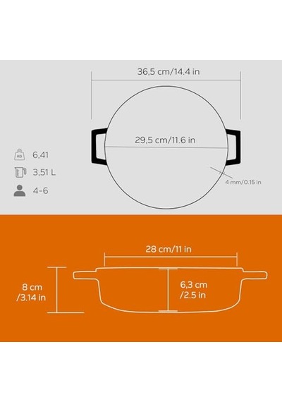Döküm Çok Amaçlı Yayvan Tencere 28 Cm Turuncu - Lv Y St 28 K2 Çok Renkli