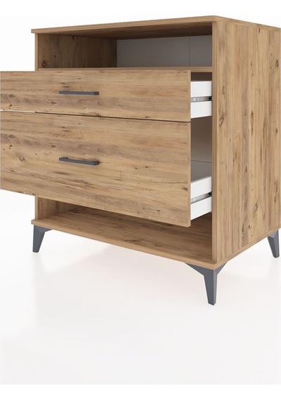 Kronos Şifonyer Tek Raflı 2 Çekmeceli 88x59x96 Çam-çam Atlas Çam