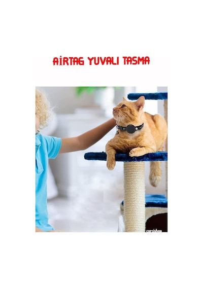 Airtag Uyumlu Kedi Ve Köpek Tasması Kilitli Güvenlik Aparatı Siyah