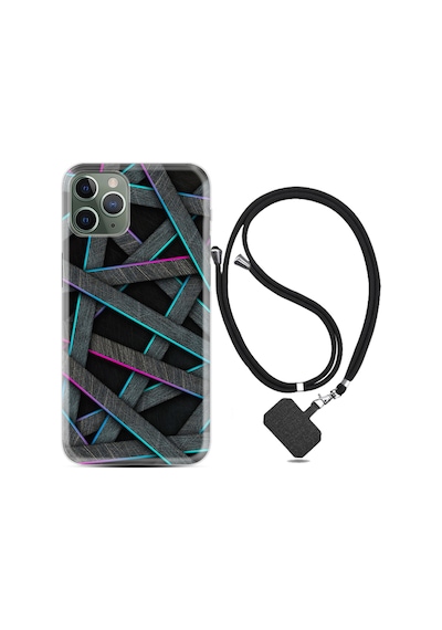 Apple Uyumlu iPhone 12 Pro Max Kılıf Boyun Askılı Gri Zigzag 1706