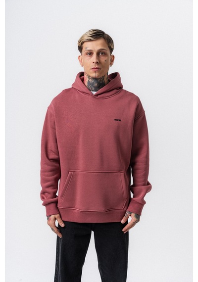 Erkek Respire Yazı Detaylı Kapüşonlu Basic Oversize Hoodie Gül Gülkurusu