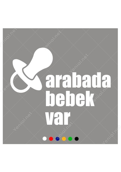 Emzik Ve Arabada Bebek Var Yazısı Stickerı (406983749)