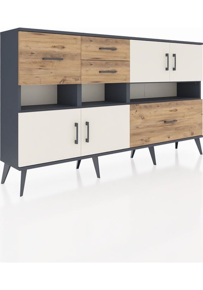 Arges Konsol 5 Raflı 4 Çekmeceli 4 Kapaklı 176x30x99 Antrasit-aytaşı/çam Aytası/atlas Çam - Antrasıt Arges Konsol 5 Raflı 4 Çekmeceli 4 Kapaklı 176x30x99 Antrasit-aytaşı/çam Aytası/atlas Çam - Antrasıt