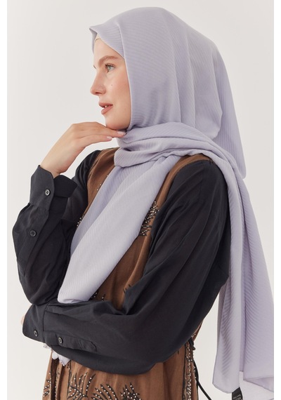 Mirsoy Scarf Çizgi Desen Pamuk Jakar Şal - Buz Mavi Buz Mavi