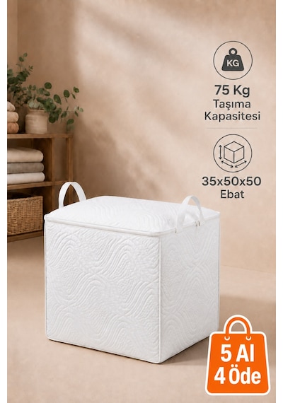 Dayanıklı Taşınabilir Kulplu Fermuarlı 75 Kg Taşıma Kapasiteli 35x50x50 Ebat Küçük Boy Kazak Hurcu Baza Altı Örme Hurç Beyaz Dayanıklı Taşınabilir Kulplu Fermuarlı 75 Kg Taşıma Kapasiteli 35x50x50 Ebat Küçük Boy Kazak Hurcu Baza Altı Örme Hurç Beyaz