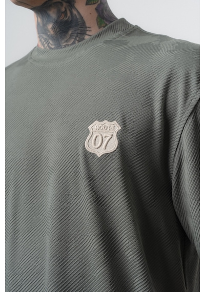 Erkek Route 07 Arma Detaylı Regular Fit T-shirt Şort Takım Haki