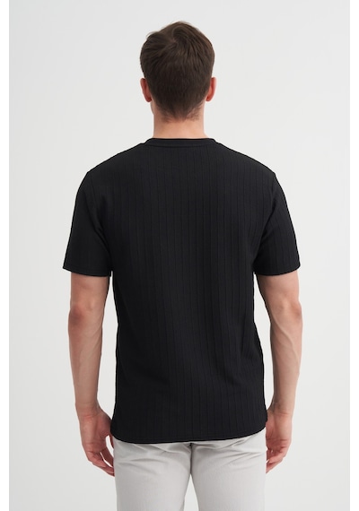 Cazador Erkek Bisiklet Yaka Örme Desen T Shirt 40510 Siyah