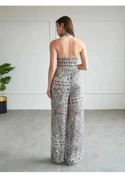 Elora Atelier Bohem Desen Crop Pantolan Takım Çok Renkli