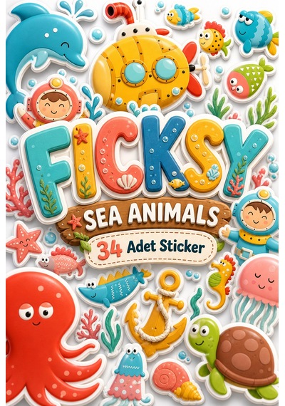 Sevimli Deniz Canlıları Sticker Seti - 34 Adet Balık, Yengeç, Ahtapot Etiket Çıkartma Diğer