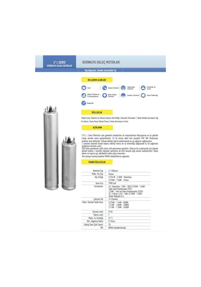 C.r.ı 1 Hp Monofaze 220v Dalgıç Motor