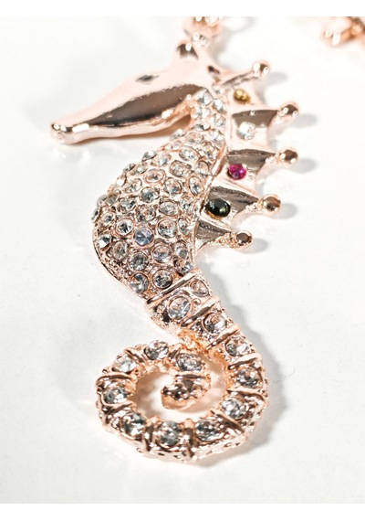 Taşlı Denizatı Anahtarlık Rose Gold Işıltılı Şık Çanta & Anahtar Aksesuarı Çok Renkli