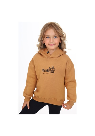 Toontoy Kids Toontoy Kız Çocuk Baskılı Sweatshirt Kahverengi
