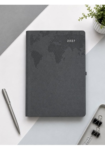 Ofisinn 2027 Termo Deri Kapak 17x24 Cm Planlayıcı Günlük Ajanda 70 Gr Gri
