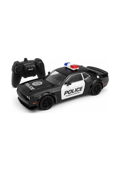 Dodge Challenger Tasarımlı 1:16 Ölçekli 2.4 Ghz Full Fonksiyon Şarjlı Uzaktan Kumandalı Polis Aracı Siyah