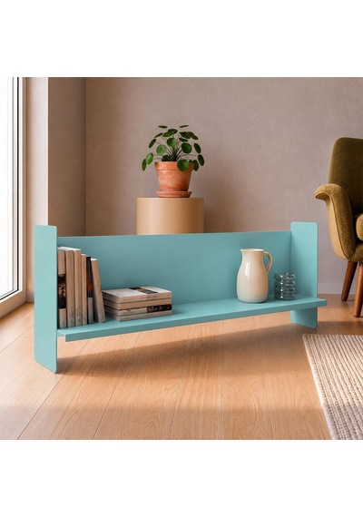 Mavi Metal Duvar Rafı - Masa Üstü Kitaplık Ve Çok Amaçlı Ofis Düzenleyici 21x70 Cm Diğer