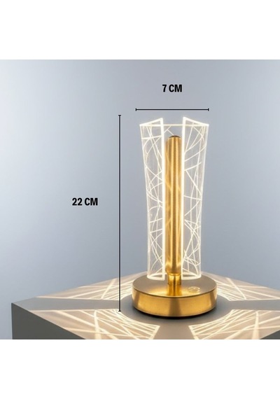 İki Yandan Kavisli Silindirik Geometrik Çizgi Model Kristal Led Masa Lambası Dokunmatik, 3 Renk Işık Modlu, Şarjlı Dekoratif Gece Lambası 5570 Beyaz 03571272