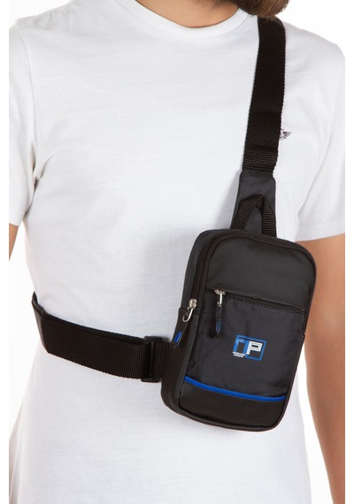Newish Polo Impertex Suya Dayanıklı Kumaş Siyah-mavi Unısex Omuz Çantası Günlük,seyahat,okul Siyah - Mavi