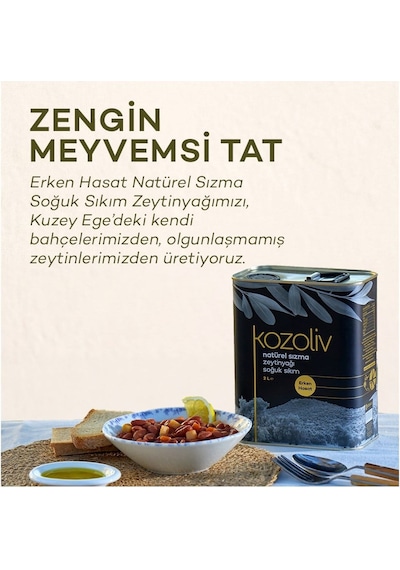 Kozoliv 2025 - 2026 Yeni Sezon Erken Hasat Soğuk Sıkım Zeytinyağı 2 x 2 L