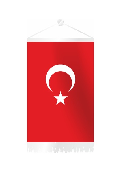 Dörtgen Ay Yıldız Beyaz Püsküllü Flama 25x35 cm