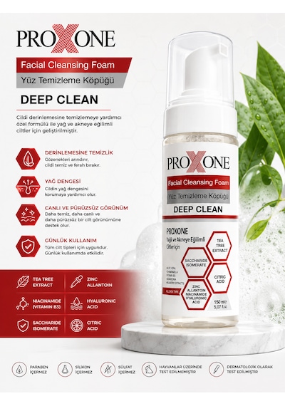 Proxone Yağlı Ve Akneye Eğilimli Ciltler İçin Yüz Temizleme Köpüğü 150 Ml