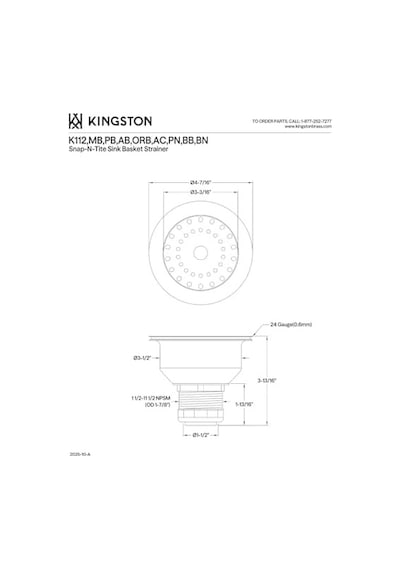 Brass K112mb Tacoma Mutfak Lavabo Sepeti Süzgeç, Mat Siyah 4,44 X 4,44 X 3,81