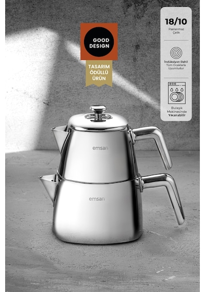 Emsan Tea Time Çaydanlık Takımı Small 0,7 Lt - 1,5 Lt Gümüş