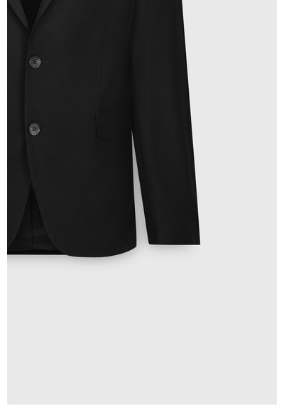 Ac&co Erkek Sıyah Regular Fit Rahat Kesim Mono Yaka Armürlü Takım Elbise Siyah
