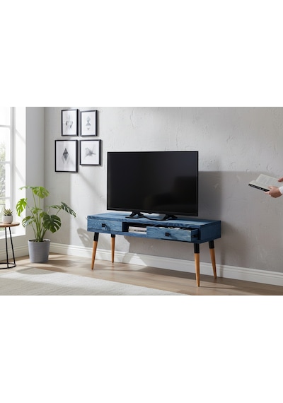 Masif Ahşap Tv Ünitesi 150 Cm İskandinav Stil, Doğal, 2 Çekmeceli Ve 1 Raflı Modest Tv-150 Ig Mavi - Ahşap Masif Ahşap Tv Ünitesi 150 Cm İskandinav Stil, Doğal, 2 Çekmeceli Ve 1 Raflı Modest Tv-150 Ig Mavi - Ahşap